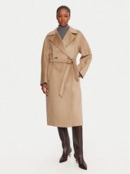 Weekend Max Mara Płaszcz wełniany Resina 2525016102 Beżowy Regular Fit. Brązowe płaszcze damskie Weekend Max Mara, na zimę, bez wzorów, z wełny, bez kaptura. Za 3,299.00 zł.