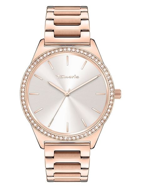 Tamaris Zegarek kwarcowy w kolorze srebrno-różowozłotym rozmiar: onesize. Czerwone, analogowe zegarki damskie Tamaris, ze stali. Za 173.99 zł.