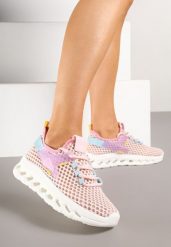 Różowe Siateczkowe Buty Sportowe Sneakersy na Grubej Tłoczonej Podeszwie Luriane. Czerwone obuwie sportowe casual damskie Born2be, z jeansu. Za 84.99 zł.