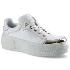Białe Sneakersy Carinii Modne Buty Damskie Półbuty. Białe półbuty damskie Carinii, bez wzorów, ze skóry, bez obcasa, na obcasie, bez zapięcia. Za 290.00 zł.