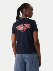 Tommy Jeans T-Shirt Wavy Flag DW0DW22274 Granatowy Regular Fit. Niebieskie t-shirty damskie Tommy Jeans, xl, bez wzorów, z bawełny, bez kołnierzyka. Za 169.99 zł.