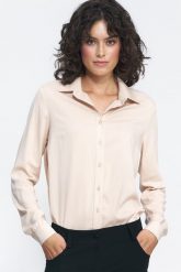 Luźna Koszula z Wiskozy - Beżowa. Brązowe koszule damskie Nife, xl, bez wzorów, z materiału, bez kołnierzyka, bez ramiączek. Za 209.90 zł.