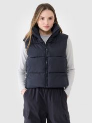 4F Bezrękawnik puchowy cropped z wypełnieniem syntetycznym damski - czarny XXL. Czarne kamizelki damskie 4F, xs, bez wzorów, z dzianiny, bez kaptura. W wyprzedaży za 139.99 zł.