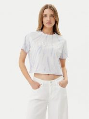 Guess T-Shirt V5GI19 I3Z14 Fioletowy Regular Fit. Fioletowe t-shirty damskie Guess, xxs, z aplikacjami, z bawełny, bez kołnierzyka. Za 109.99 zł.