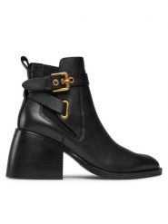 See By Chloé Botki SB41011A Czarny. Czarne botki damskie See By Chloé, ze skóry, bez obcasa, na słupku, bez zapięcia. Za 2,449.00 zł.