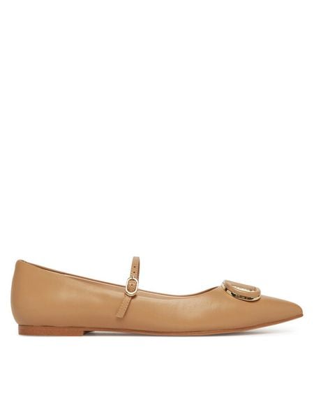 TWINSET Baleriny 251TCP064 Brązowy. Brązowe balerinki damskie Twinset, bez wzorów, ze skóry. Za 419.99 zł.