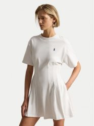 Polo Ralph Lauren Sukienka codzienna 211A96342002 Biały Slim Fit. Białe sukienki damskie Polo Ralph Lauren, bez wzorów, z bawełny, bez ramiączek. Za 989.99 zł.