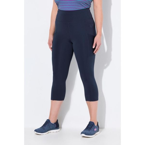 Damskie Legginsy 3/4 długość do łydek wysoki stan szybkoschnący materiał. Niebieskie legginsy damskie Ulla Popken, plus size, bez wzorów, z elastanu. Za 239.99 zł.