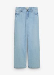 Jeansy wide leg, średni stan. Niebieskie jeansy damskie bonprix. Za 129.99 zł.