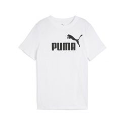 Młodzieżowa koszulka ESS z logo No. 1 PUMA. Biała bluzki damskie Puma, m, bez wzorów, z bawełny, bez kołnierzyka, bez ramiączek. Za 79.00 zł.