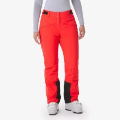 Spodnie narciarskie i snowboardowe damskie Quechua Pant 500. Czerwone spodnie sportowe damskie WED'ZE, na zimę, l, bez wzorów, z materiału, narciarskie. Za 279.99 zł.