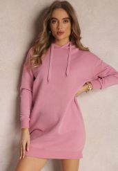 Różowa Bluza Długa z Kapturem Posetrius. Czerwone bluzy damskie Renee, m, bez wzorów, z jeansu, z kapturem. Za 69.99 zł.