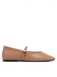 Calvin Klein Baleriny Ballerina New Buckle - Lth HW0HW02483 Brązowy. Brązowe balerinki damskie Calvin Klein, bez wzorów, ze skóry. Za 319.99 zł.