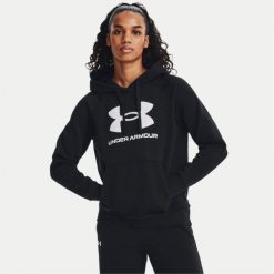 Bluza z kapturem damska Under Armour Rival Fleece Big Logo Hoody. Czarne bluzy damskie Under Armour, xl, bez wzorów, z kapturem. Za 159.99 zł.