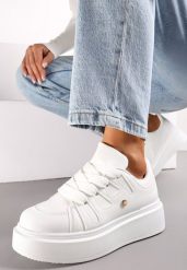 Białe Sneakersy na Grubej Podeszwie przed Kostkę Alisis. Białe obuwie sportowe damskie Renee, przed kostkę, bez zapięcia. Za 99.99 zł.