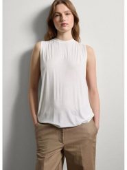 STEFANEL Bluzka w kolorze białym rozmiar: S. Brązowe bluzki damskie Stefanel, s, bez wzorów, bez kołnierzyka, bez ramiączek. Za 82.99 zł.