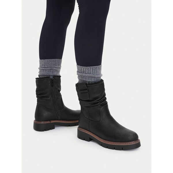 Botki Go Soft. Czarne botki damskie GO SOFT, bez obcasa, na słupku, bez zapięcia. Za 179.99 zł.