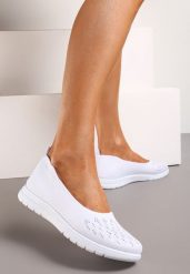 Białe Płaskie Tenisówki Zdobione Cyrkoniami Lomadia. Białe obuwie sportowe damskie Renee, bez zapięcia, tenisowe. Za 39.99 zł.