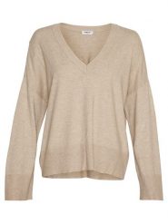 MOSS COPENHAGEN Sweter "Selana Rachelle" w kolorze beżowym rozmiar: M/L. Brązowe swetry klasyczne damskie Moss Copenhagen, l, z wiskozy, bez kołnierzyka. Za 114.17 zł.