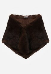 Brązowe Ponczo Etola z Futerka w Stylu Szala Cahreva. Brązowe swetry klasyczne damskie Born2be, uniwersalny, bez kołnierzyka. Za 109.99 zł.