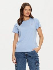 Guess Jeans T-Shirt W4YI10 J1314 Niebieski Regular Fit. Niebieskie t-shirty damskie Guess Jeans, xs, z aplikacjami, z bawełny, bez kołnierzyka. Za 79.99 zł.