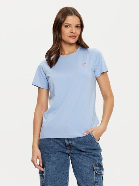 Guess Jeans T-Shirt W4YI10 J1314 Niebieski Regular Fit. Niebieskie t-shirty damskie Guess Jeans, xs, z aplikacjami, z bawełny, bez kołnierzyka. Za 69.99 zł.