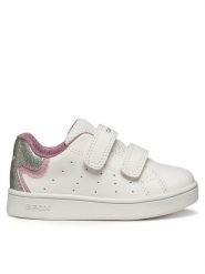 Geox Sneakersy B Eclyper B365MA 0BCKC C0674 Biały. Białe buty sportowe dziewczęce Geox, ze skóry, bez zapięcia. Za 129.99 zł.