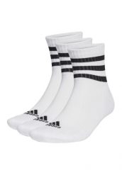 Skarpety adidas 3-Stripes Cushioned Sportswear Mid-Cut Socks 3P. Białe skarpetki damskie Adidas, bez wzorów, z bawełny. Za 49.09 zł.