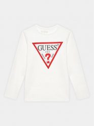 Guess Bluzka J2YI50 K6YW1 Biały Regular Fit. Białe bluzki i koszule dziewczęce Guess, z aplikacjami, z bawełny, bez kołnierzyka, bez ramiączek. Za 89.99 zł.