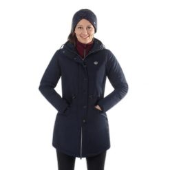Parka dla kobiet QHP Linde. Niebieskie parki damskie QHP, na zimę, m, z poliesteru, bez kaptura. Za 536.50 zł.