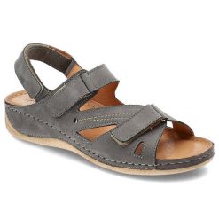 Szare Sandały Pollonus Wygodne Skórzane Buty Damskie. Szare sandały damskie Pollonus, bez wzorów, ze skóry, bez obcasa, bez zapięcia. Za 209.00 zł.