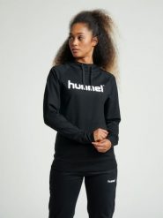 Bluza sportowa z kapturem damska Hummel Go Cotton Logo Hoodie Woman. Czarne bluzy damskie Hummel, s, bez wzorów, z bawełny, z kapturem. Za 203.50 zł.