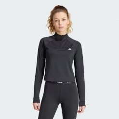 Bluza Train Essentials Minimal Branding 1/4-Zip. Czarne bluzy damskie Adidas, s, bez wzorów, z dzianiny, bez kaptura. Za 206.45 zł.