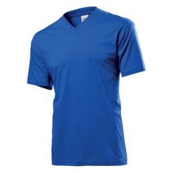 Koszulka Unisex Dla Dorosłych Z Klasycznym Dekoltem W Szpic. Niebieskie bluzki damskie Stedman, bez wzorów, klasyczne, bez kołnierzyka, bez ramiączek. Za 50.99 zł.