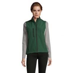 Damska Kamizelka Bez Rękawów Rallye Softshell. Zielone kamizelki damskie SOL'S, l, bez wzorów, z softshellu, bez kaptura. Za 186.99 zł.