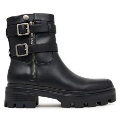 Botki Guess. Czarne botki damskie Guess, bez obcasa, na płaskiej podeszwie, bez zapięcia. Za 639.99 zł.