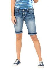 Timezone Szorty dżinsowe "Nali" - Slim fit - w kolorze niebieskim rozmiar: W26. Niebieskie szorty damskie Timezone, z aplikacjami. Za 88.23 zł.