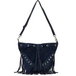 Worek skórzany VERA PELLE granatowy X39. Niebieskie torebki klasyczne damskie ze skóry, bez dodatków. Za 174.90 zł.