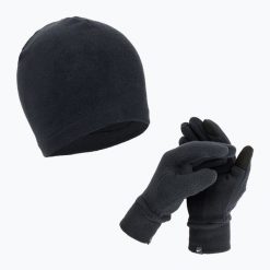 Zestaw czapka + rękawiczki damskie Nike Fleece. Czarne czapki damskie Nike, bez wzorów. Za 129.99 zł.