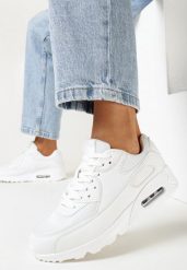 Białe Sneakersy na Grubej Podeszwie z Wstawką Denni. Białe obuwie sportowe damskie Born2be, przed kostkę, bez zapięcia. Za 99.99 zł.