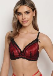 Czarno-Czerwony Biustonosz Full Cup z Delikatnymi Kokardkami Timaqela. Czarne biustonosze Born2be, bez wzorów. Za 19.99 zł.