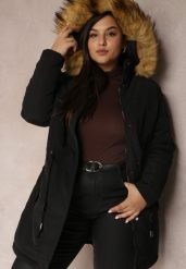 Czarna Kurtka Parka Dwustronna Deyu. Czarne kurtki damskie Renee, xl, bez wzorów, z futra. Za 289.99 zł.