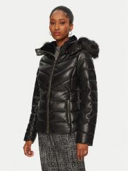 Morgan Kurtka zimowa 242-GKIDIA Czarny Regular Fit. Czarne kurtki damskie Morgan, na zimę, bez wzorów, ze skóry, bez kaptura. Za 379.99 zł.