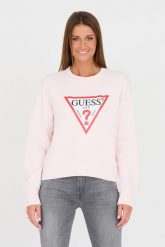 GUESS Różowa bluza Original Fleece. Czerwone bluzy damskie Guess, s, z aplikacjami, bez kaptura. W wyprzedaży za 256.99 zł.