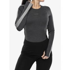 Bluza termoaktywna damska Icebreaker 260 ZoneKnit LS Crewe. Szare bluzy damskie Icebreaker, na zimę, l, bez wzorów, bez kaptura. Za 392.99 zł.