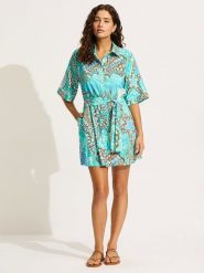 Seafolly Sukienka w kolorze turkusowym rozmiar: L. Niebieskie sukienki damskie Seafolly, bez wzorów, z tkaniny, bez ramiączek. Za 193.70 zł.
