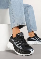 Czarne Sneakersy Streetwearowe na Tłoczonej Platformie Tertewia. Czarne obuwie sportowe damskie Renee, z jeansu, bez zapięcia. Za 99.99 zł.