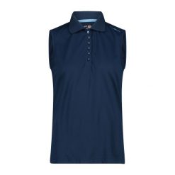 Damska koszulka polo bez rękawów CMP. Niebieskie koszulki damskie CMP, bez wzorów, bez kołnierzyka, bez ramiączek. Za 137.50 zł.