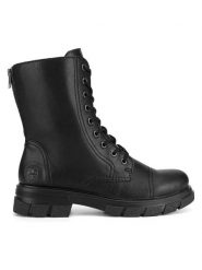 Rieker Trzewiki Z9107-00 Czarny. Czarne botki damskie Rieker, ze skóry, bez obcasa, na płaskiej podeszwie, bez zapięcia. Za 351.99 zł.