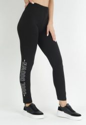 Czarne Legginsy z Nadrukiem i Gumką w Pasie Kamrii. Czarne legginsy damskie Born2be, s, bez wzorów, z bawełny. Za 14.99 zł.